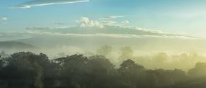 Cloudy Mount Kenya in first light